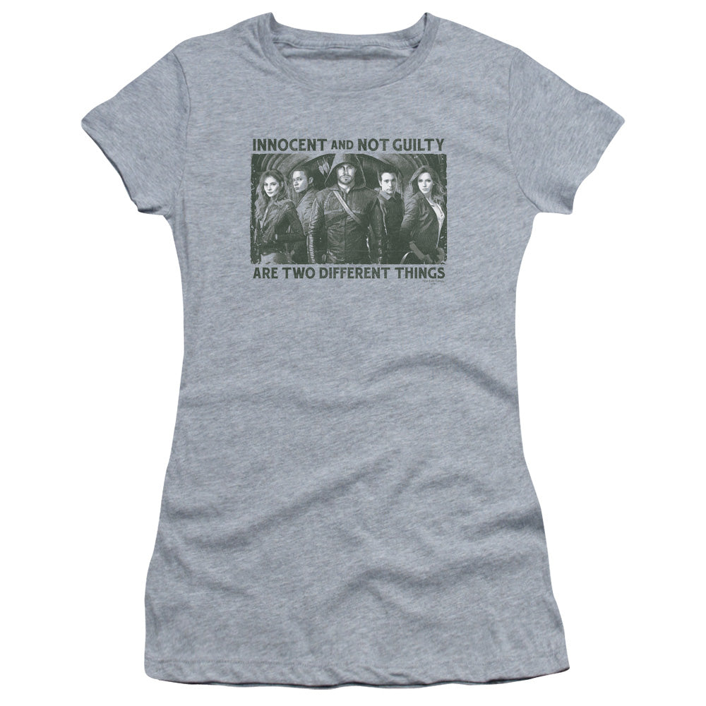 Arrow Not Guilty Licensed Women's T-Shirt Juniors SM-2X