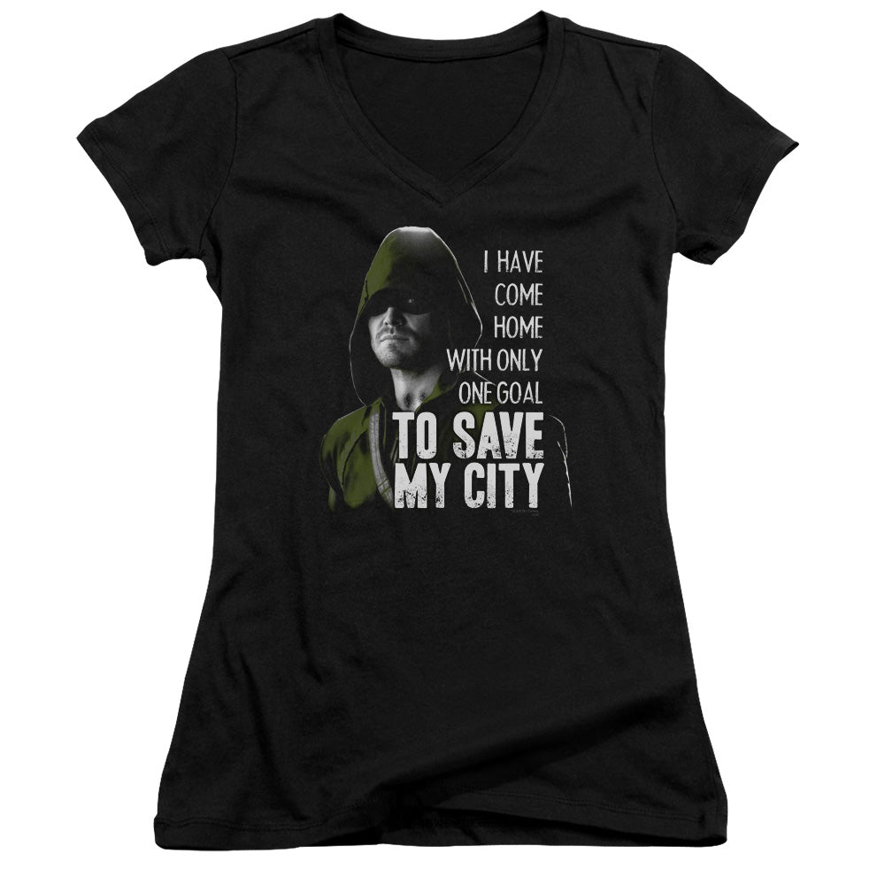 Arrow Save My City Licensed Women's T-Shirt Juniors V-Neck SM