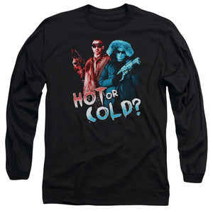 AN OFFCIALLY LICENSED ARROW HOT OR COLD MEN'S LONG SLEEVE T-SHIRT BLACK
