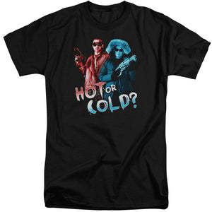 AN OFFCIALLY LICENSED ARROW HOT OR COLD MEN'S TALL FIT T-SHIRT BLACK