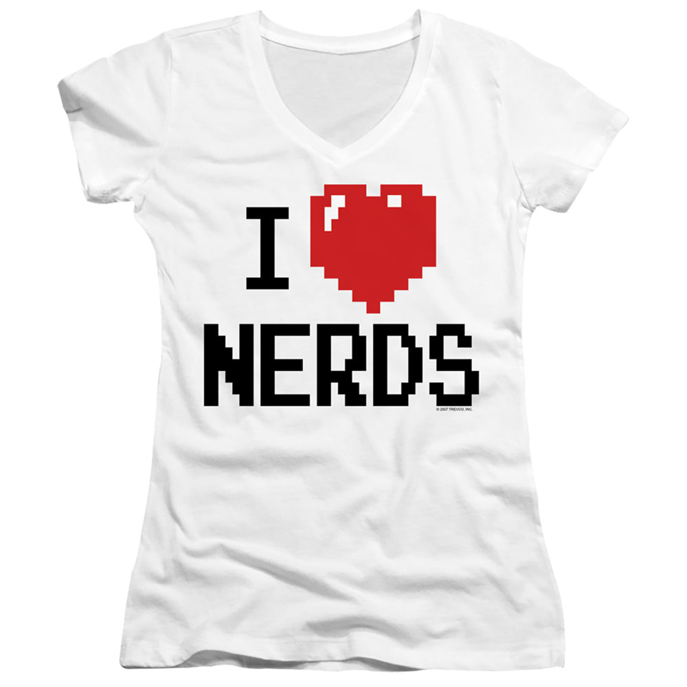 I Heart Nerds Junior White Sheer Cap Sleeve Tee/Sm Licensed Women's T-Shirt SM