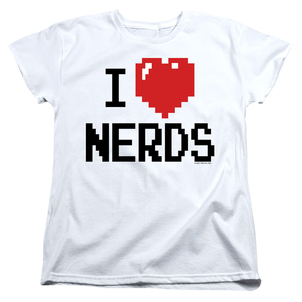 I Heart Nerds Junior White Sheer Cap Sleeve Tee/Sm Licensed Women's T-Shirt