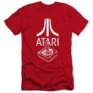 AN OFFCIALLY LICENSED ATARI JOYSTICK LOGO MEN'S PREMIUM SLIM FIT T-SHIRT RED