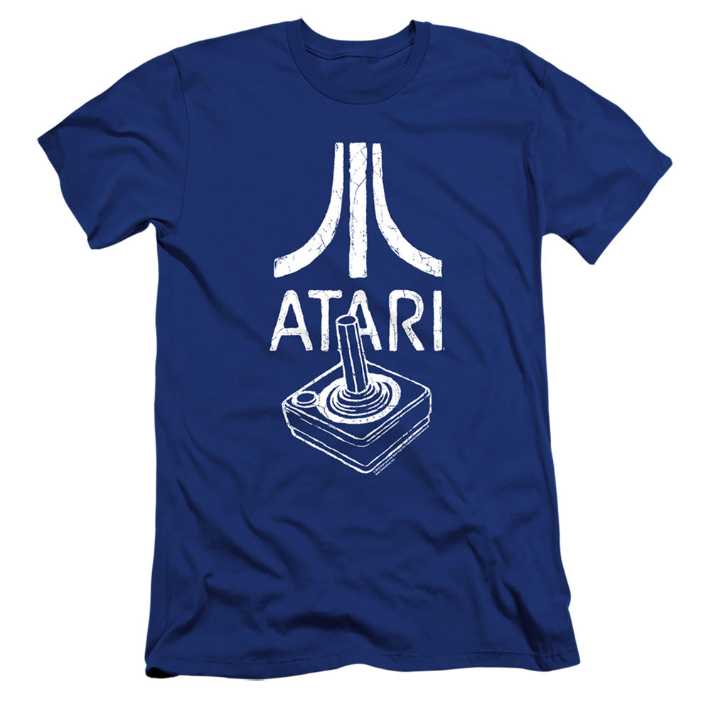AN OFFCIALLY LICENSED ATARI JOYSTICK LOGO MEN'S PREMIUM SLIM FIT T-SHIRT ROYAL