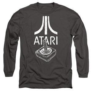 AN OFFCIALLY LICENSED ATARI JOYSTICK LOGO MEN'S LONG SLEEVE T-SHIRT CHARCOAL
