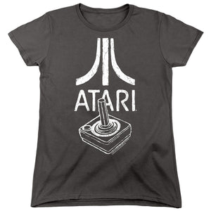 AN OFFCIALLY LICENSED ATARI JOYSTICK LOGO WOMEN'S REGULAR FIT T-SHIRT CHARCOAL