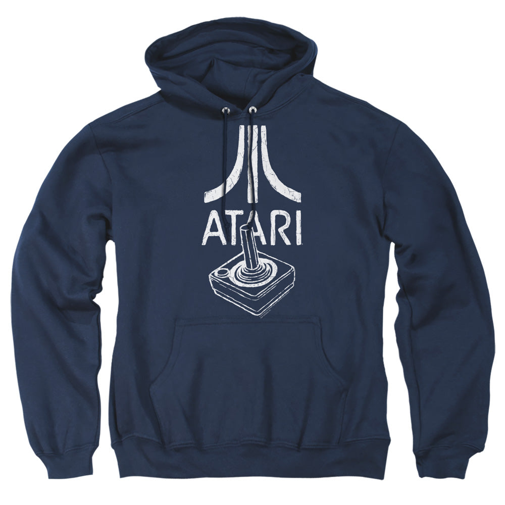 AN OFFCIALLY LICENSED ATARI JOYSTICK LOGO ADULT UNISEX PULLOVER HOODIE NAVY