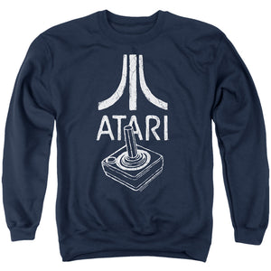 AN OFFCIALLY LICENSED ATARI JOYSTICK LOGO ADULT UNISEX CREWNECK SWEATSHIRT NAVY