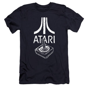 AN OFFCIALLY LICENSED ATARI JOYSTICK LOGO MEN'S PREMIUM SLIM FIT T-SHIRT NAVY