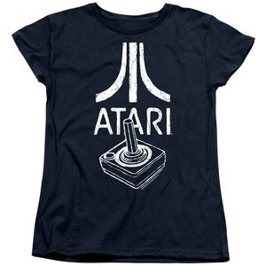 AN OFFCIALLY LICENSED ATARI JOYSTICK LOGO WOMEN'S REGULAR FIT T-SHIRT NAVY