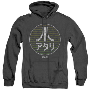 AN OFFCIALLY LICENSED ATARI JAPANESE GRID ADULT UNISEX HEATHER PULLOVER HOODIE BLACK
