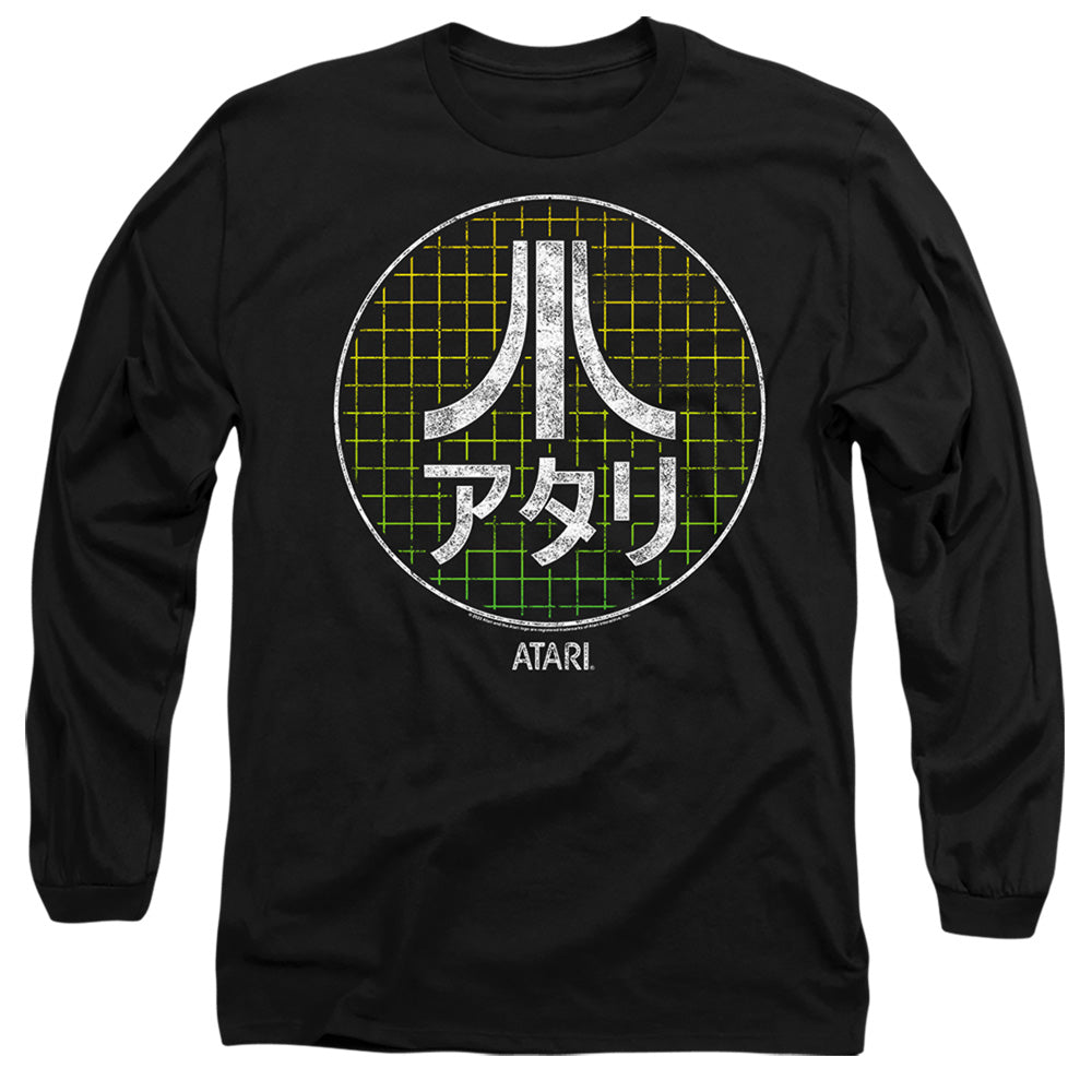 AN OFFCIALLY LICENSED ATARI JAPANESE GRID MEN'S LONG SLEEVE T-SHIRT BLACK