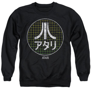 AN OFFCIALLY LICENSED ATARI JAPANESE GRID ADULT UNISEX CREWNECK SWEATSHIRT BLACK