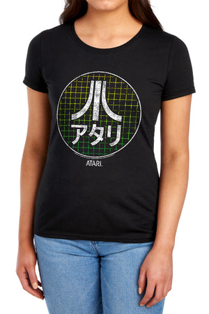 AN OFFCIALLY LICENSED ATARI JAPANESE GRID WOMEN'S REGULAR FIT T-SHIRT BLACK
