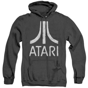 AN OFFCIALLY LICENSED ATARI ROUGH LOGO ADULT UNISEX HEATHER PULLOVER HOODIE BLACK