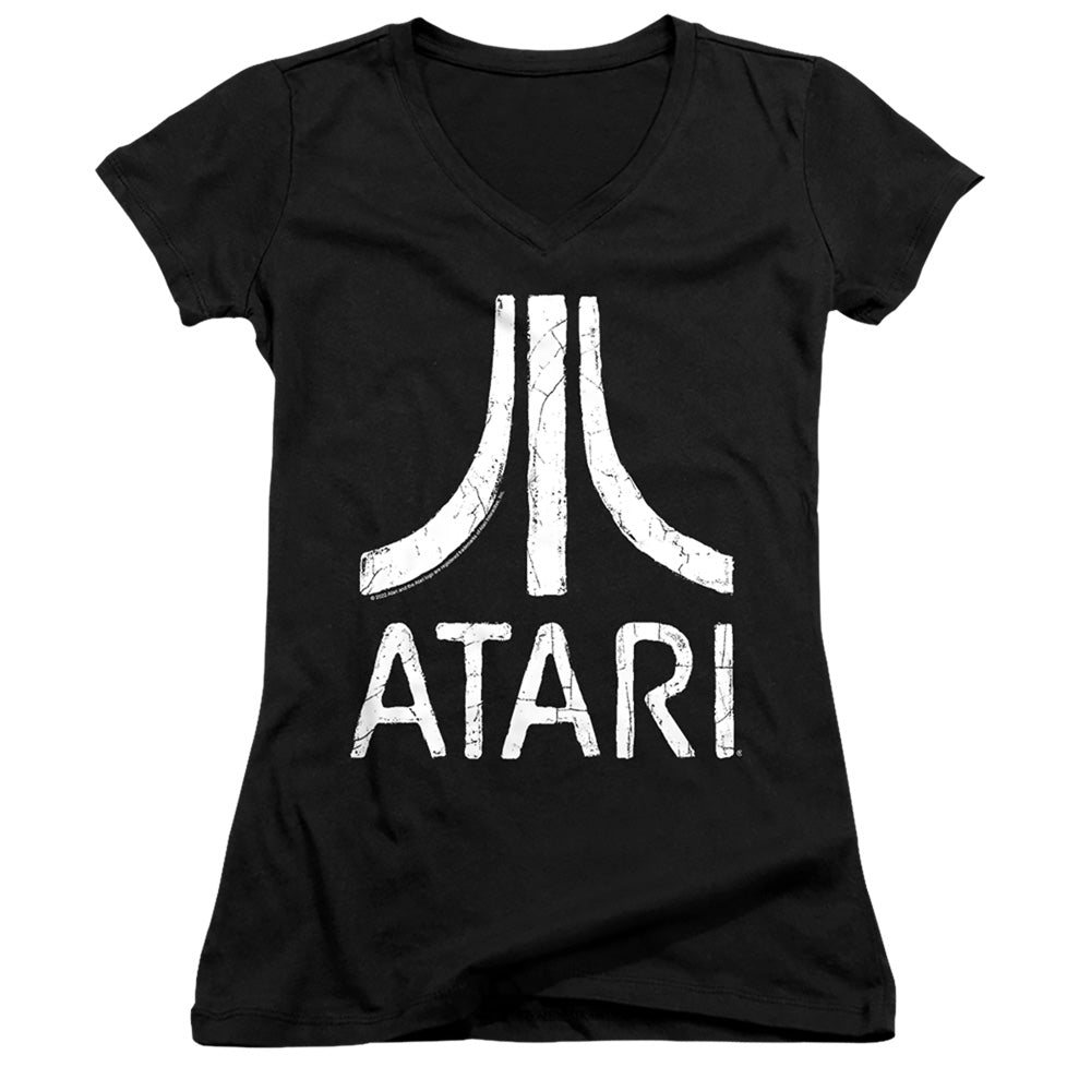 Atari Rough Logo Licensed Women's T-Shirt Juniors V-Neck SM