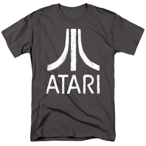 AN OFFCIALLY LICENSED ATARI ROUGH LOGO MEN'S REGULAR FIT T-SHIRT CHARCOAL