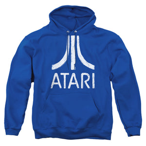 AN OFFCIALLY LICENSED ATARI ROUGH LOGO ADULT UNISEX PULLOVER HOODIE ROYAL