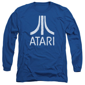 AN OFFCIALLY LICENSED ATARI ROUGH LOGO MEN'S LONG SLEEVE T-SHIRT ROYAL