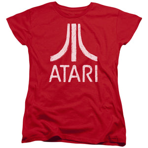 AN OFFCIALLY LICENSED ATARI ROUGH LOGO WOMEN'S REGULAR FIT T-SHIRT RED