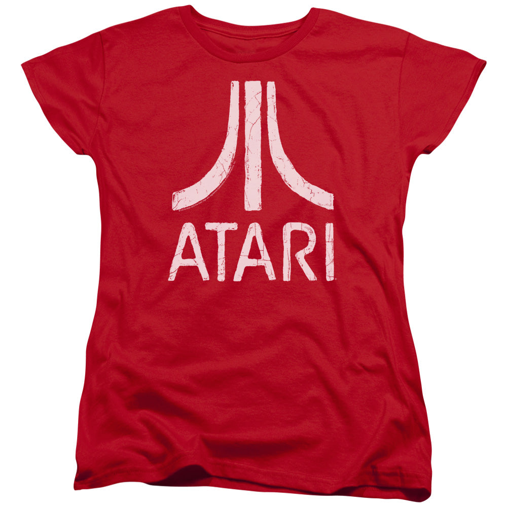 AN OFFCIALLY LICENSED ATARI ROUGH LOGO WOMEN'S REGULAR FIT T-SHIRT RED