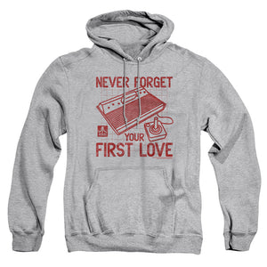 AN OFFCIALLY LICENSED ATARI FIRST LOVE ADULT UNISEX PULLOVER HOODIE ATHLETIC HEATHER