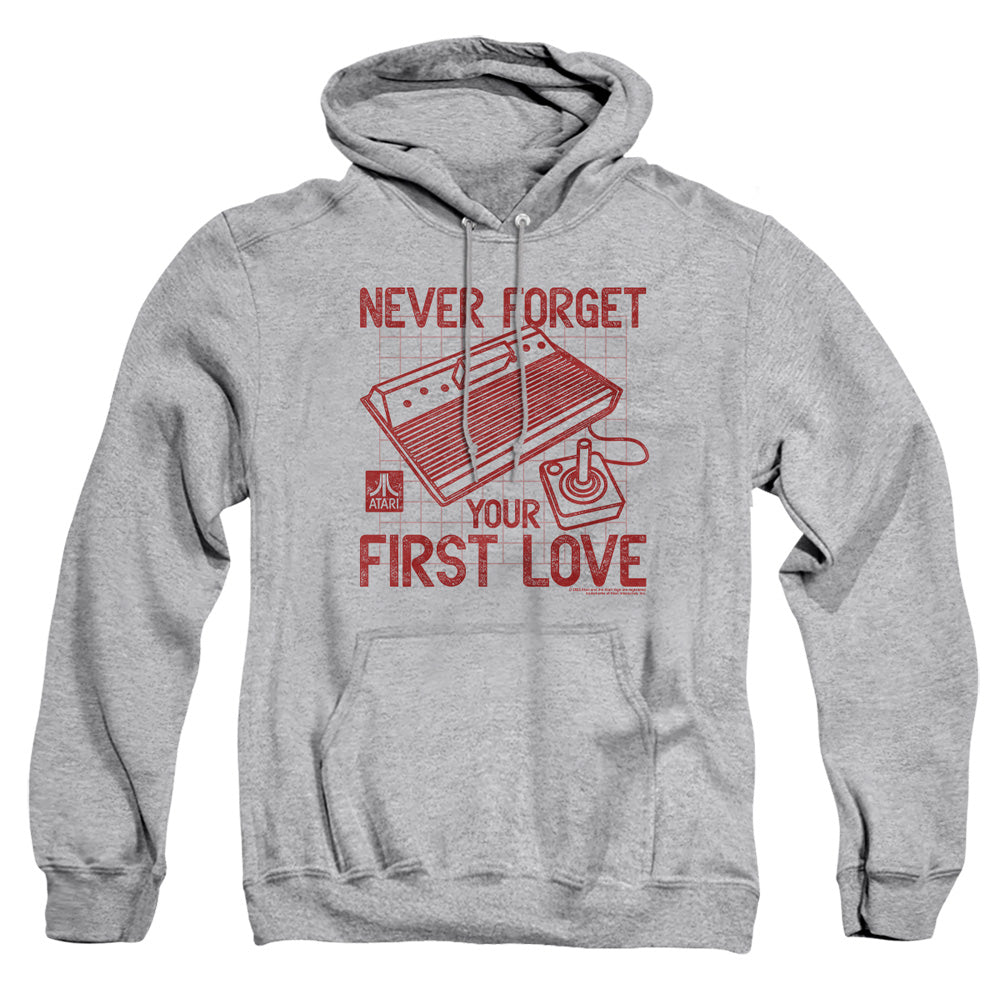 AN OFFCIALLY LICENSED ATARI FIRST LOVE ADULT UNISEX PULLOVER HOODIE ATHLETIC HEATHER