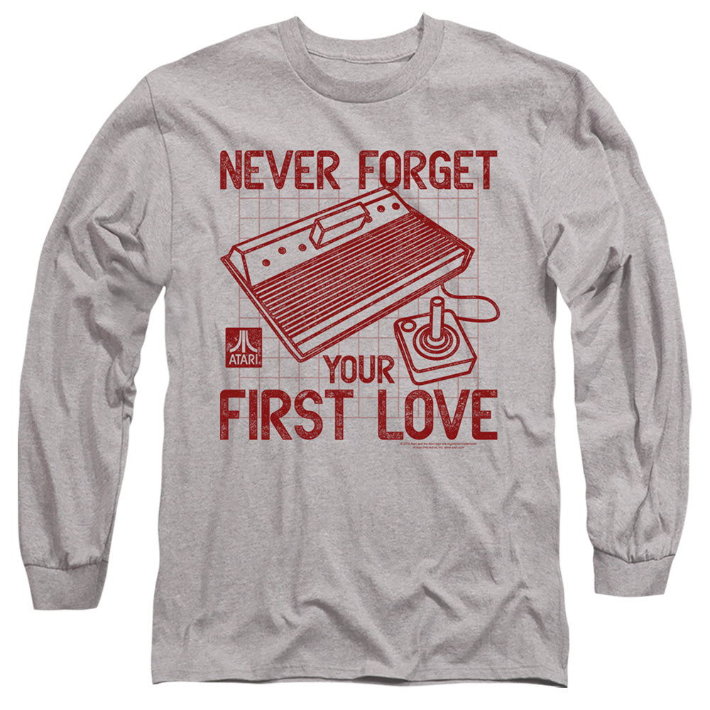 AN OFFCIALLY LICENSED ATARI FIRST LOVE MEN'S LONG SLEEVE T-SHIRT ATHLETIC HEATHER