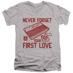 AN OFFCIALLY LICENSED ATARI FIRST LOVE MEN'S V-NECK T-SHIRT ATHLETIC HEATHER