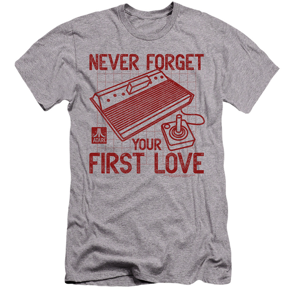 AN OFFCIALLY LICENSED ATARI FIRST LOVE MEN'S PREMIUM SLIM FIT T-SHIRT ATHLETIC HEATHER