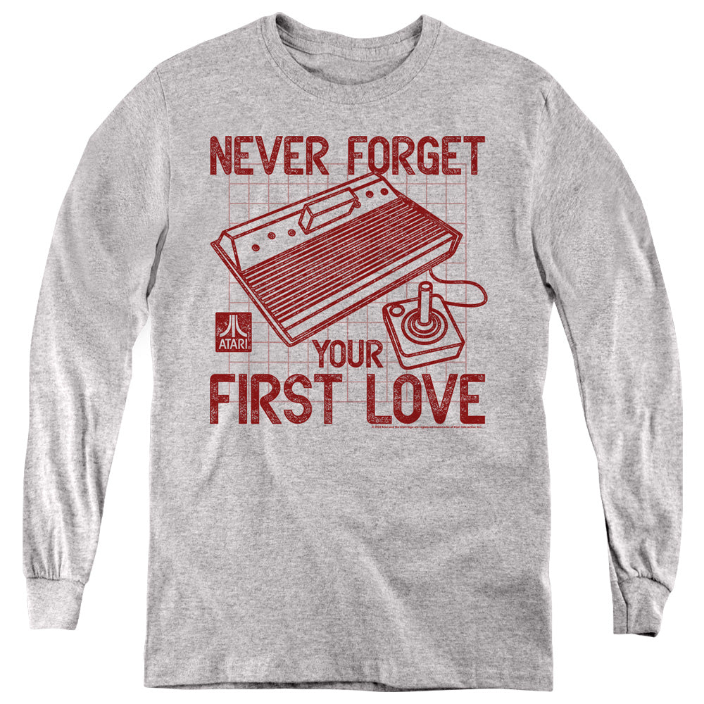 AN OFFCIALLY LICENSED ATARI FIRST LOVE YOUTH LONG SLEEVE T-SHIRT ATHLETIC HEATHER