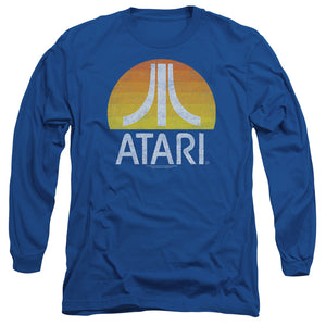 AN OFFCIALLY LICENSED ATARI SUNRISE ERODED MEN'S LONG SLEEVE T-SHIRT ROYAL
