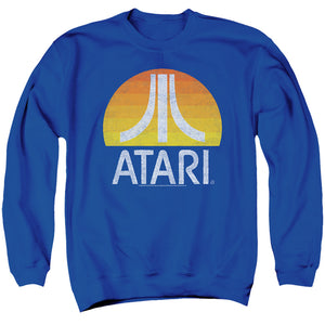 AN OFFCIALLY LICENSED ATARI SUNRISE ERODED ADULT UNISEX CREWNECK SWEATSHIRT ROYAL