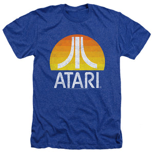 AN OFFCIALLY LICENSED ATARI SUNRISE ERODED MEN'S HEATHER T-SHIRT ROYAL