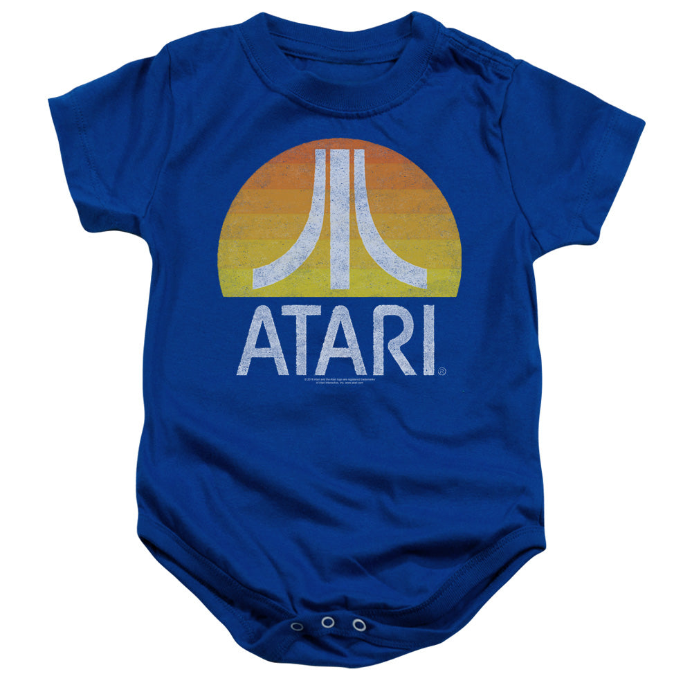 AN OFFCIALLY LICENSED ATARI SUNRISE ERODED BABY BODYSUIT ROYAL