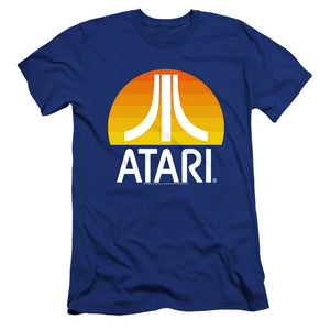 AN OFFCIALLY LICENSED ATARI SUNRISE CLEAN MEN'S PREMIUM SLIM FIT T-SHIRT ROYAL