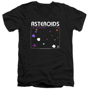 AN OFFCIALLY LICENSED ATARI ASTEROIDS SCREEN MEN'S V-NECK T-SHIRT BLACK