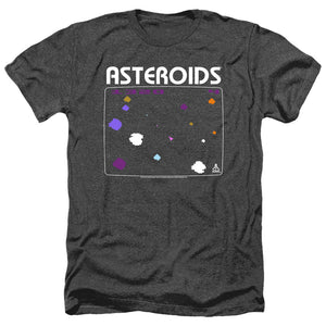 AN OFFCIALLY LICENSED ATARI ASTEROIDS SCREEN MEN'S HEATHER T-SHIRT CHARCOAL