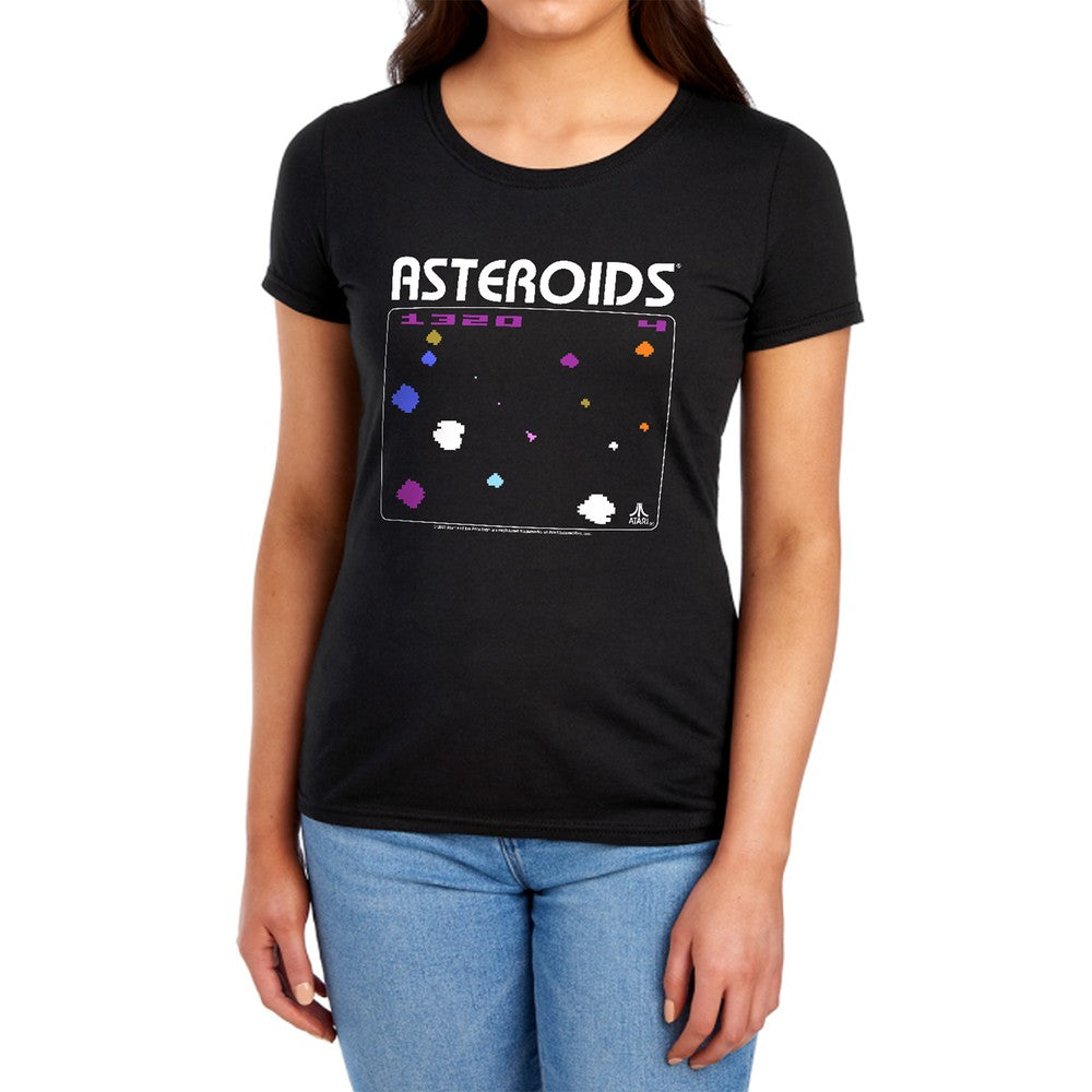Atari Asteroids Screen Licensed Women's T-Shirt Regular Fit SM-2X