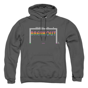 AN OFFCIALLY LICENSED ATARI BREAKOUT 2600 ADULT UNISEX PULLOVER HOODIE CHARCOAL