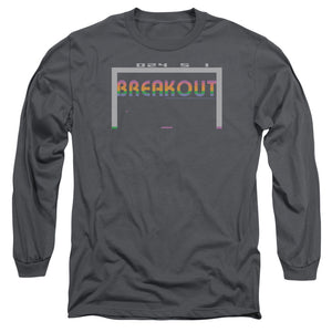 AN OFFCIALLY LICENSED ATARI BREAKOUT 2600 MEN'S LONG SLEEVE T-SHIRT CHARCOAL
