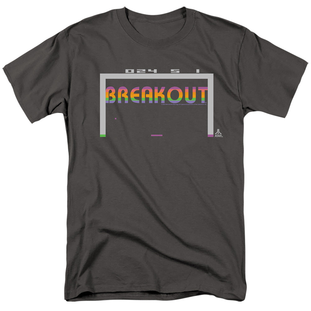 AN OFFCIALLY LICENSED ATARI BREAKOUT 2600 MEN'S REGULAR FIT T-SHIRT CHARCOAL
