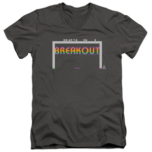AN OFFCIALLY LICENSED ATARI BREAKOUT 2600 MEN'S V-NECK T-SHIRT CHARCOAL