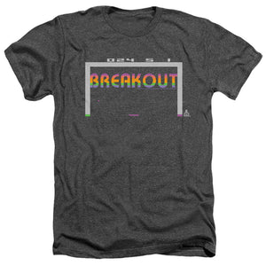 AN OFFCIALLY LICENSED ATARI BREAKOUT 2600 MEN'S HEATHER T-SHIRT CHARCOAL