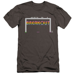 AN OFFCIALLY LICENSED ATARI BREAKOUT 2600 MEN'S PREMIUM SLIM FIT T-SHIRT CHARCOAL