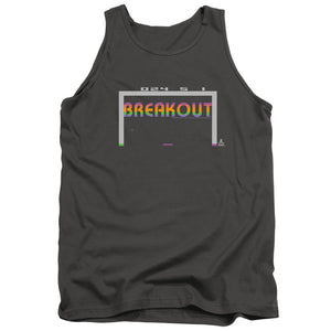 AN OFFCIALLY LICENSED ATARI BREAKOUT 2600 ADULT UNISEX TANK TOP CHARCOAL