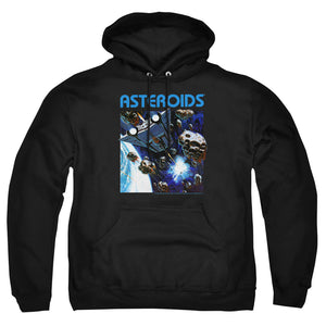 AN OFFCIALLY LICENSED ATARI 2600 ASTEROIDS ADULT UNISEX PULLOVER HOODIE BLACK