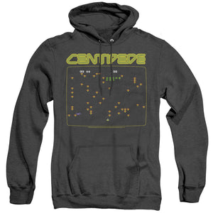 AN OFFCIALLY LICENSED ATARI CENTIPEDE SCREEN ADULT UNISEX HEATHER PULLOVER HOODIE BLACK