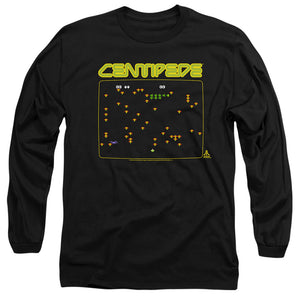 AN OFFCIALLY LICENSED ATARI CENTIPEDE SCREEN MEN'S LONG SLEEVE T-SHIRT BLACK