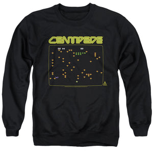 AN OFFCIALLY LICENSED ATARI CENTIPEDE SCREEN ADULT UNISEX CREWNECK SWEATSHIRT BLACK